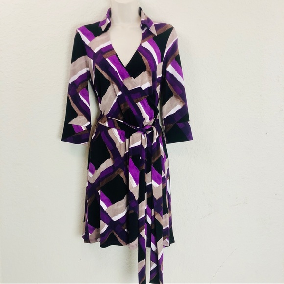 Boston Proper Dresses & Skirts - Andrea Behar Boston Proper purple black wrap dress